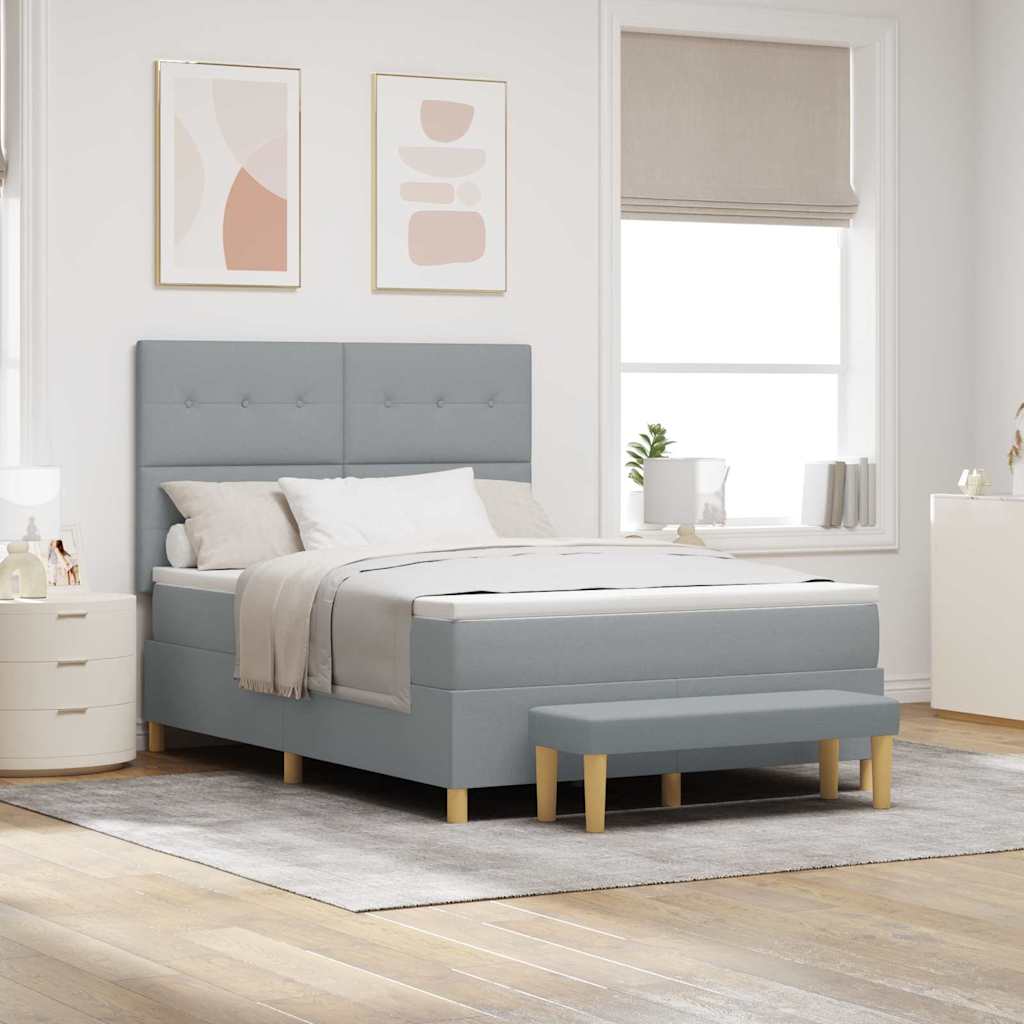 vidaXL Κρεβάτι με ελατήρια Ανοιχτό γκρι 200 x 140 cm ύφασμα