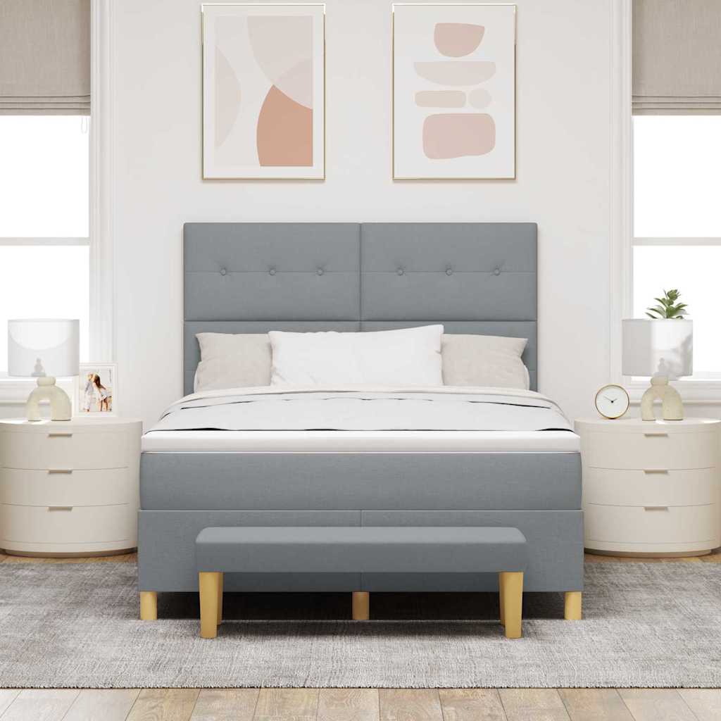 vidaXL Κρεβάτι με ελατήρια Ανοιχτό γκρι 200 x 140 cm ύφασμα