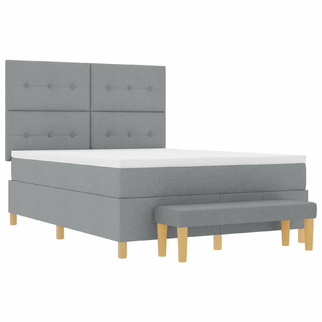 vidaXL Κρεβάτι με ελατήρια Ανοιχτό γκρι 200 x 140 cm ύφασμα