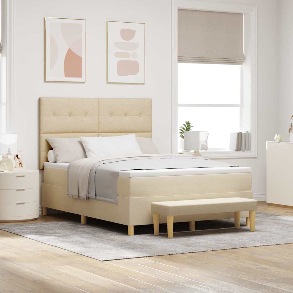 vidaXL Κρεβάτι με ελατήρια με στρώμα Κρεμ 160 x 200 cm ύφασμα