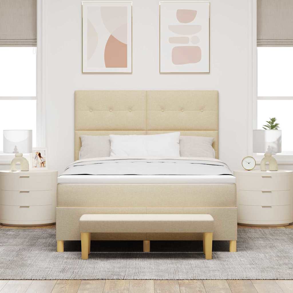 vidaXL Κρεβάτι με ελατήρια με στρώμα Κρεμ 160 x 200 cm ύφασμα