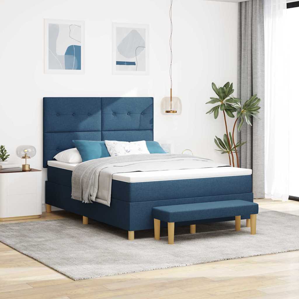 vidaXL Κρεβάτι με ελατήρια με κεφαλάρι Μπλε 200 x 160 εκατοστά ύφασμα
