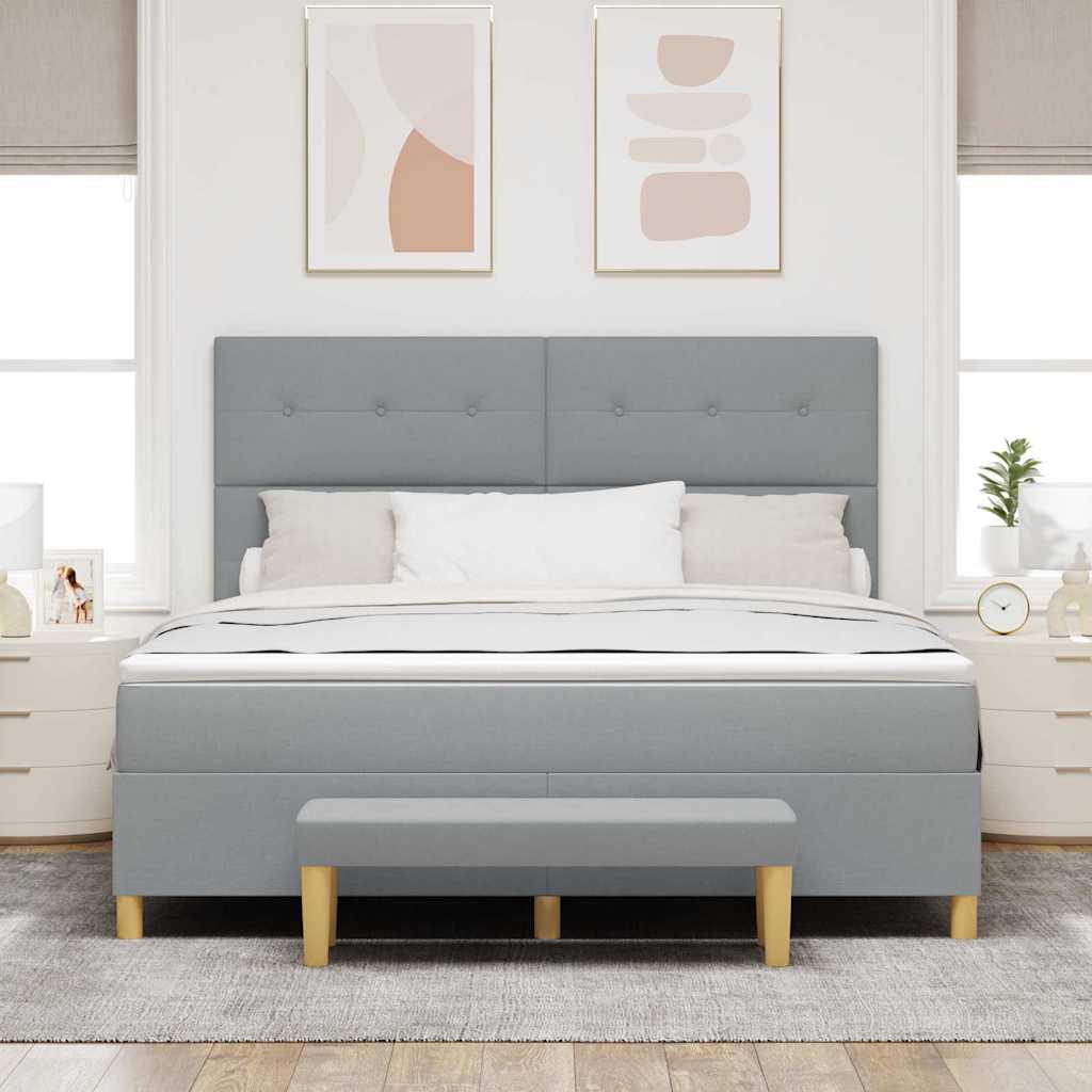 vidaXL Κρεβάτι με ελατήρια Ανοιχτό γκρι 200 x 180 cm ύφασμα