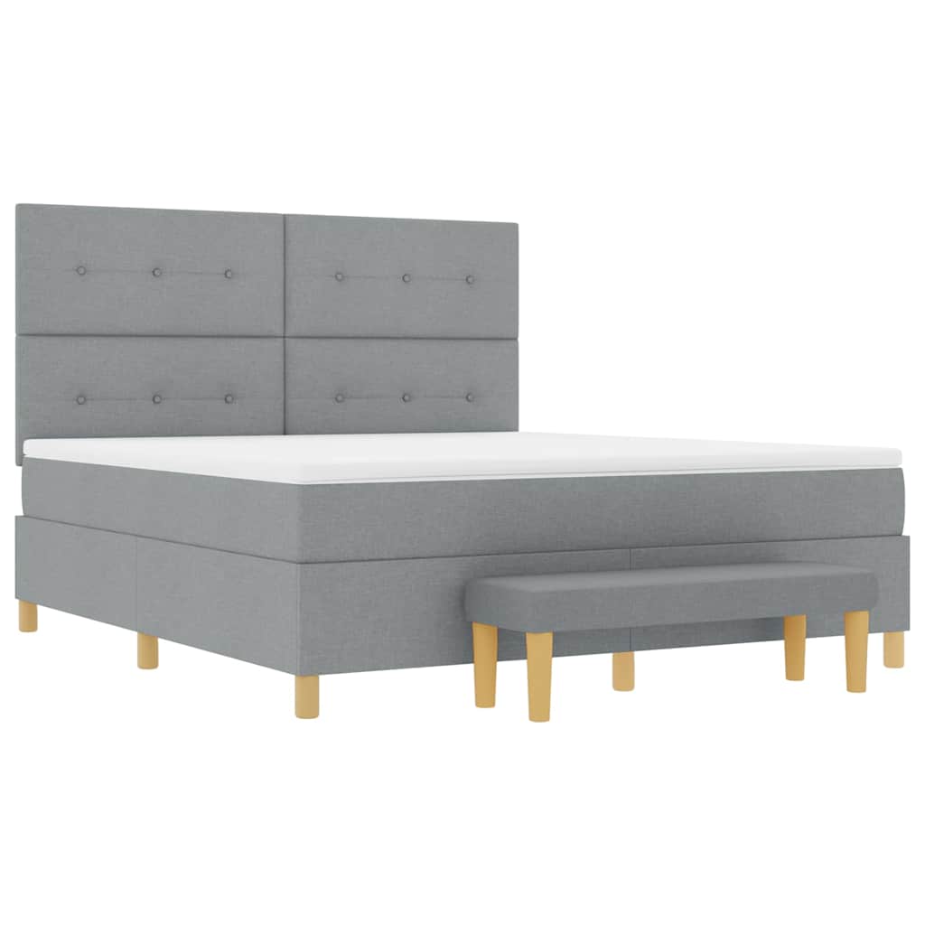 vidaXL Κρεβάτι με ελατήρια Ανοιχτό γκρι 200 x 180 cm ύφασμα