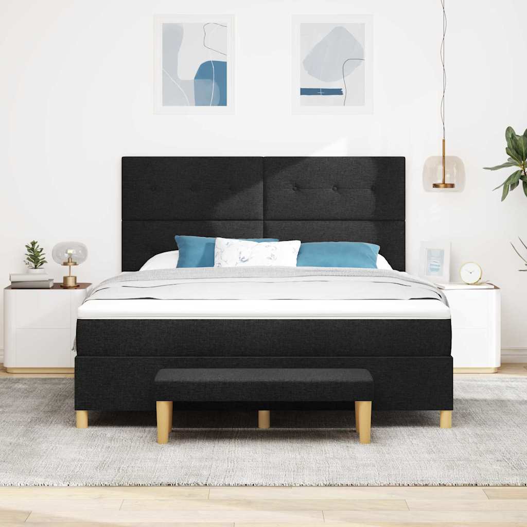 vidaXL Κρεβάτι με ελατήρια με κεφαλάρι Μαύρο 200 x 180 cm ύφασμα