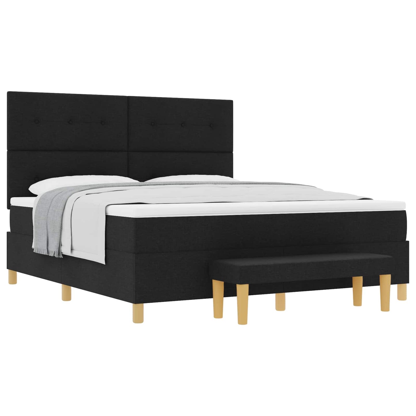 vidaXL Κρεβάτι με ελατήρια με κεφαλάρι Μαύρο 200 x 180 cm ύφασμα