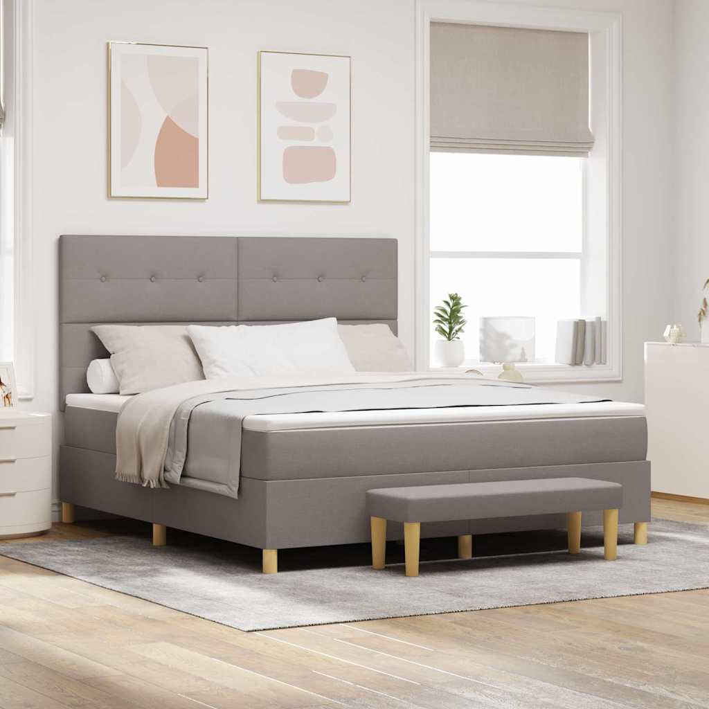 vidaXL Κρεβάτι με ελατήρια με κεφαλάρι Taupe 200 x 180 cm ύφασμα