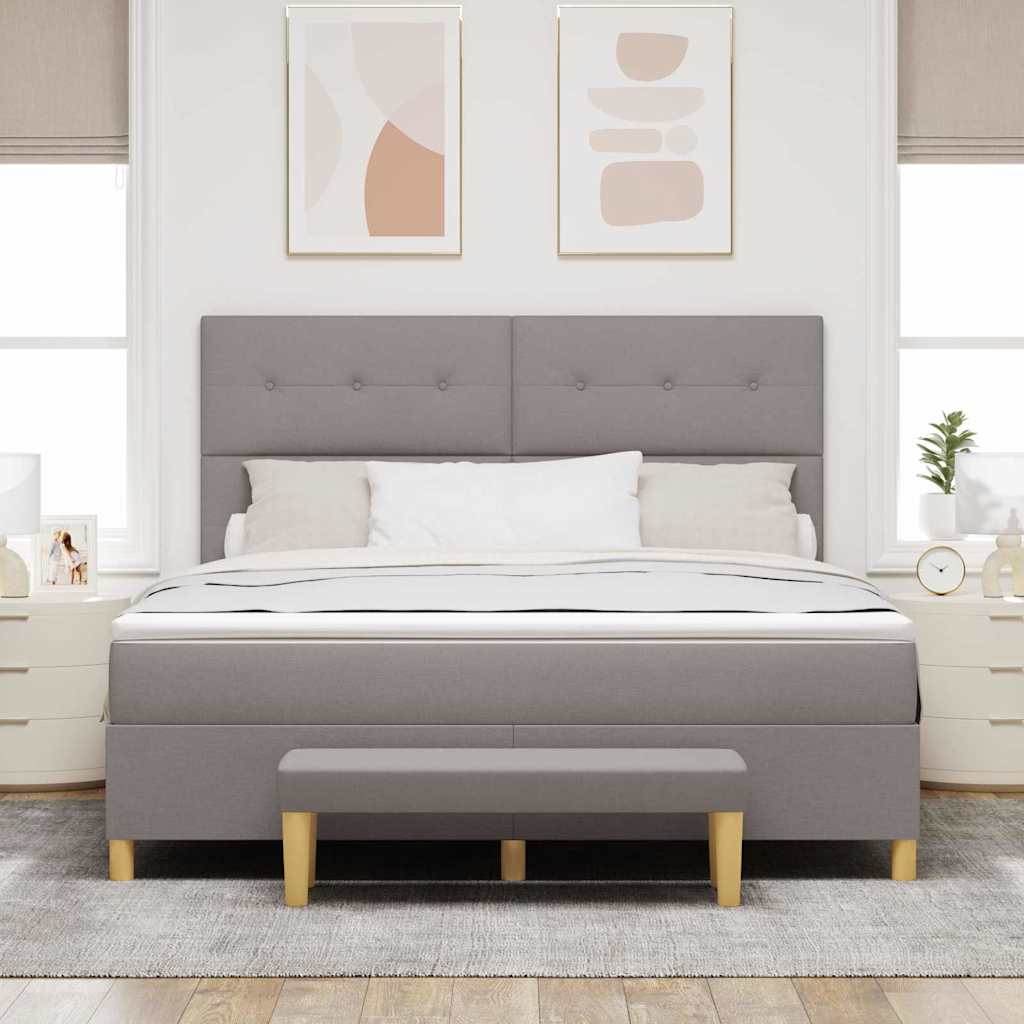 vidaXL Κρεβάτι με ελατήρια με κεφαλάρι Taupe 200 x 180 cm ύφασμα