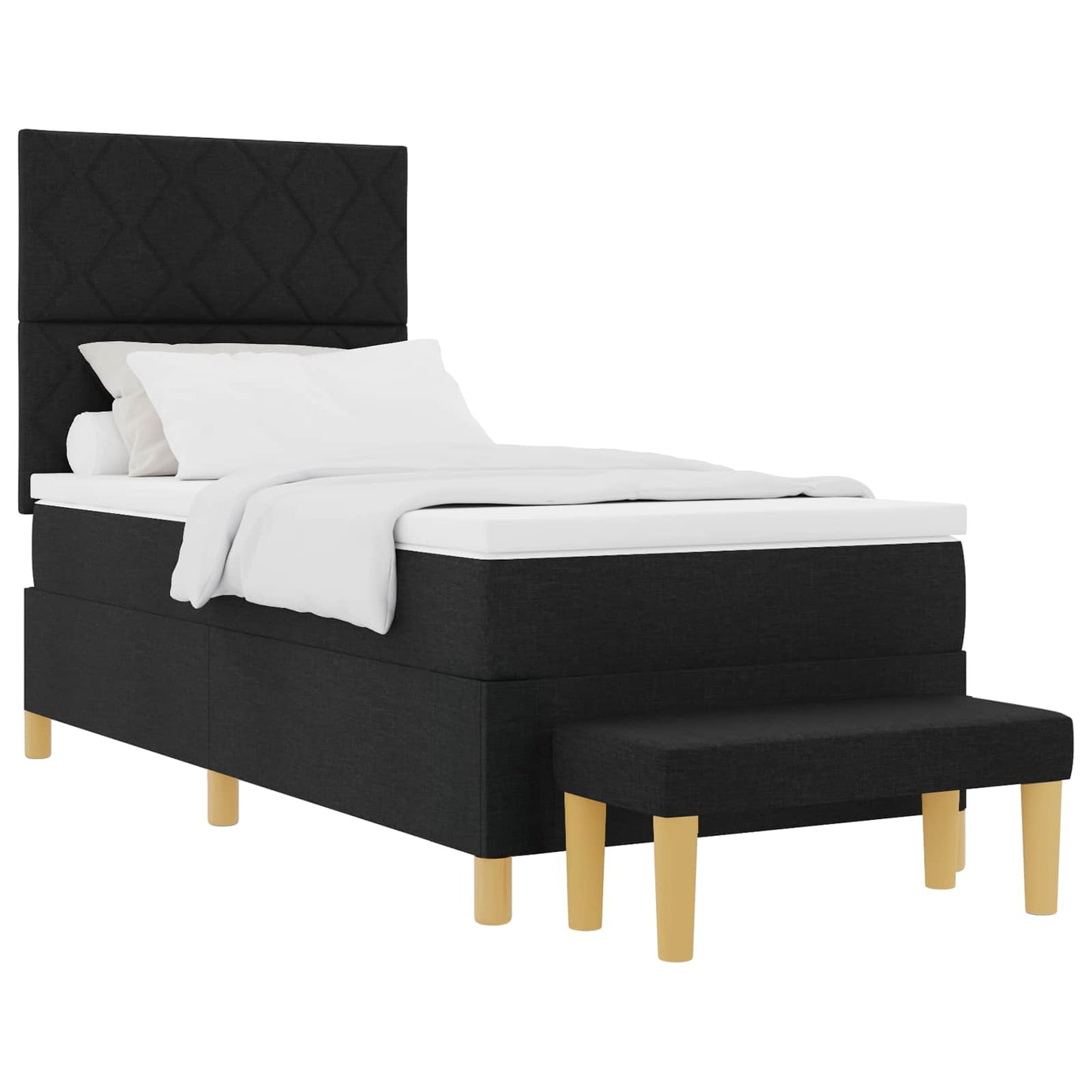 vidaXL Κρεβάτι με ελατήρια με μαξιλάρι Μαύρο 190 x 90 cm ύφασμα