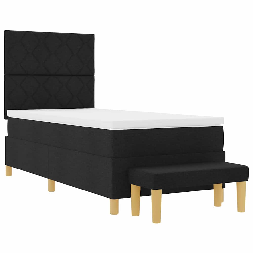 vidaXL Κρεβάτι με ελατήρια με μαξιλάρι Μαύρο 190 x 90 cm ύφασμα