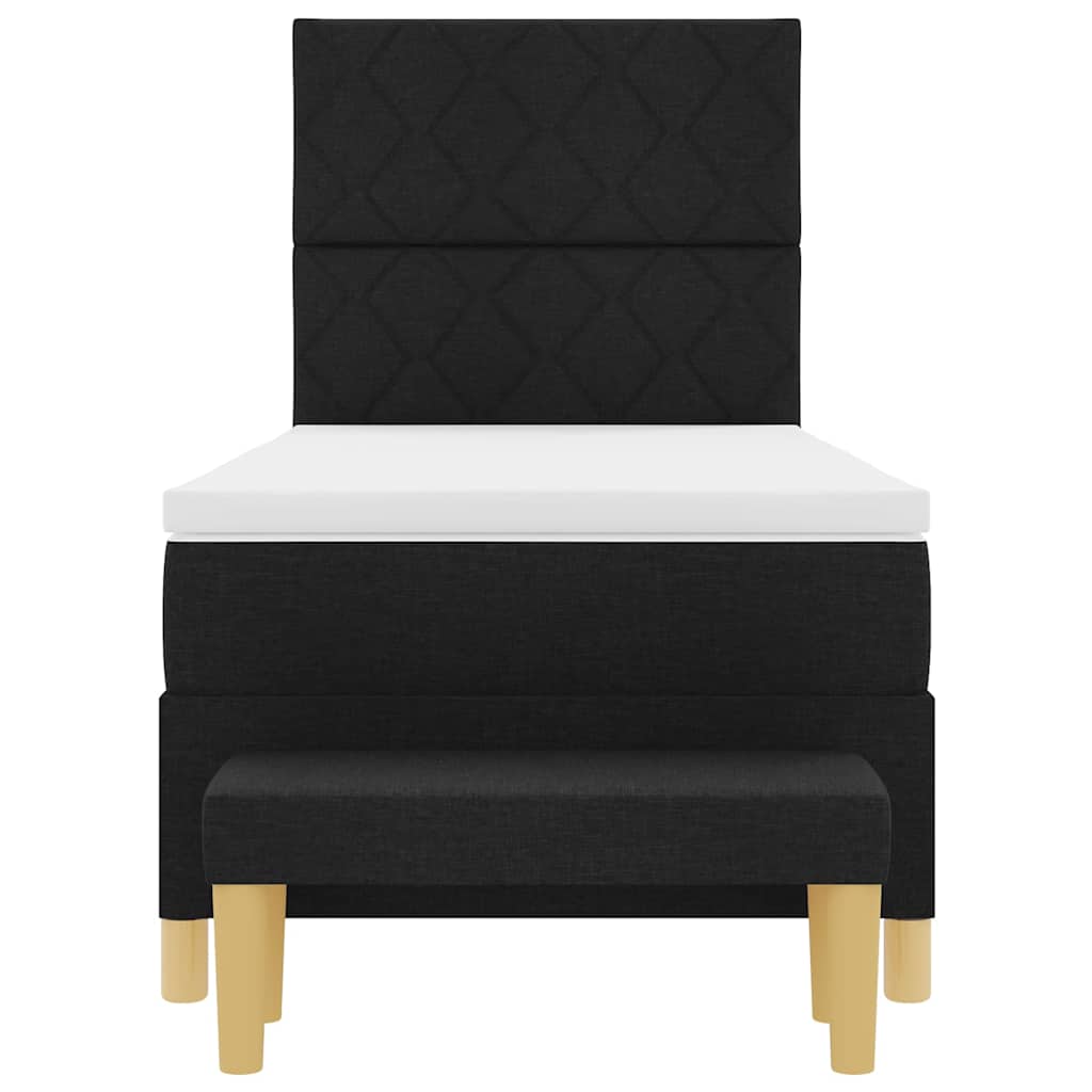vidaXL Κρεβάτι με ελατήρια με μαξιλάρι Μαύρο 190 x 90 cm ύφασμα