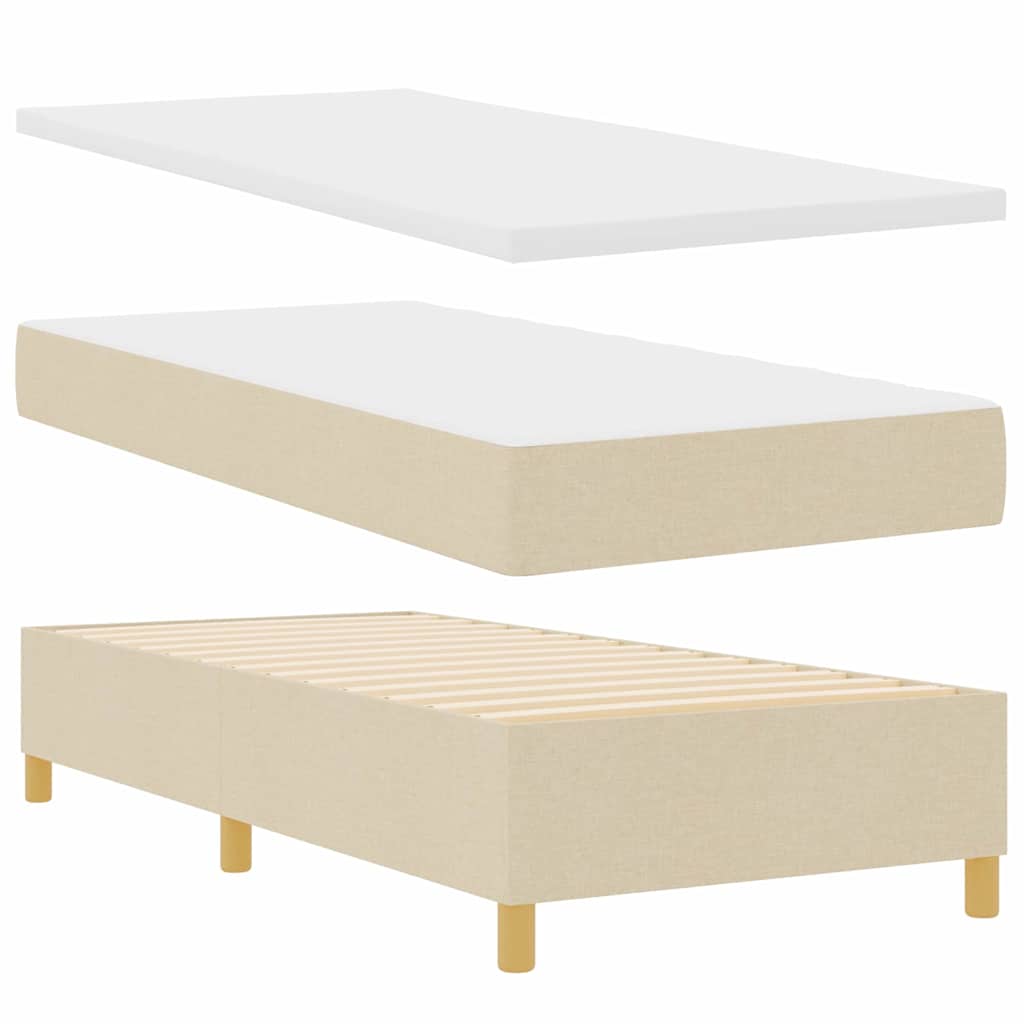 vidaXL Κρεβάτι με ελατήρια με μαξιλάρι Κρεμ 190 x 90 cm ύφασμα