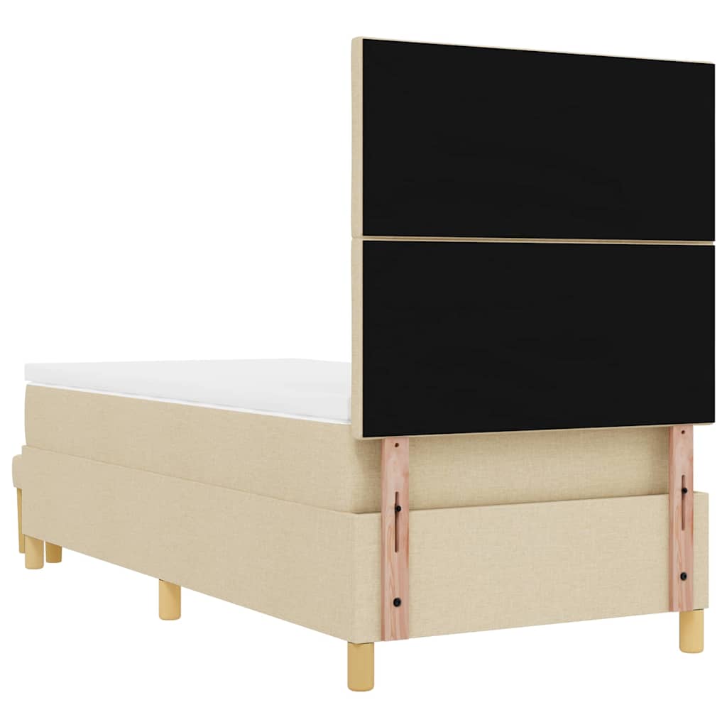 vidaXL Κρεβάτι με ελατήρια με μαξιλάρι Κρεμ 190 x 90 cm ύφασμα