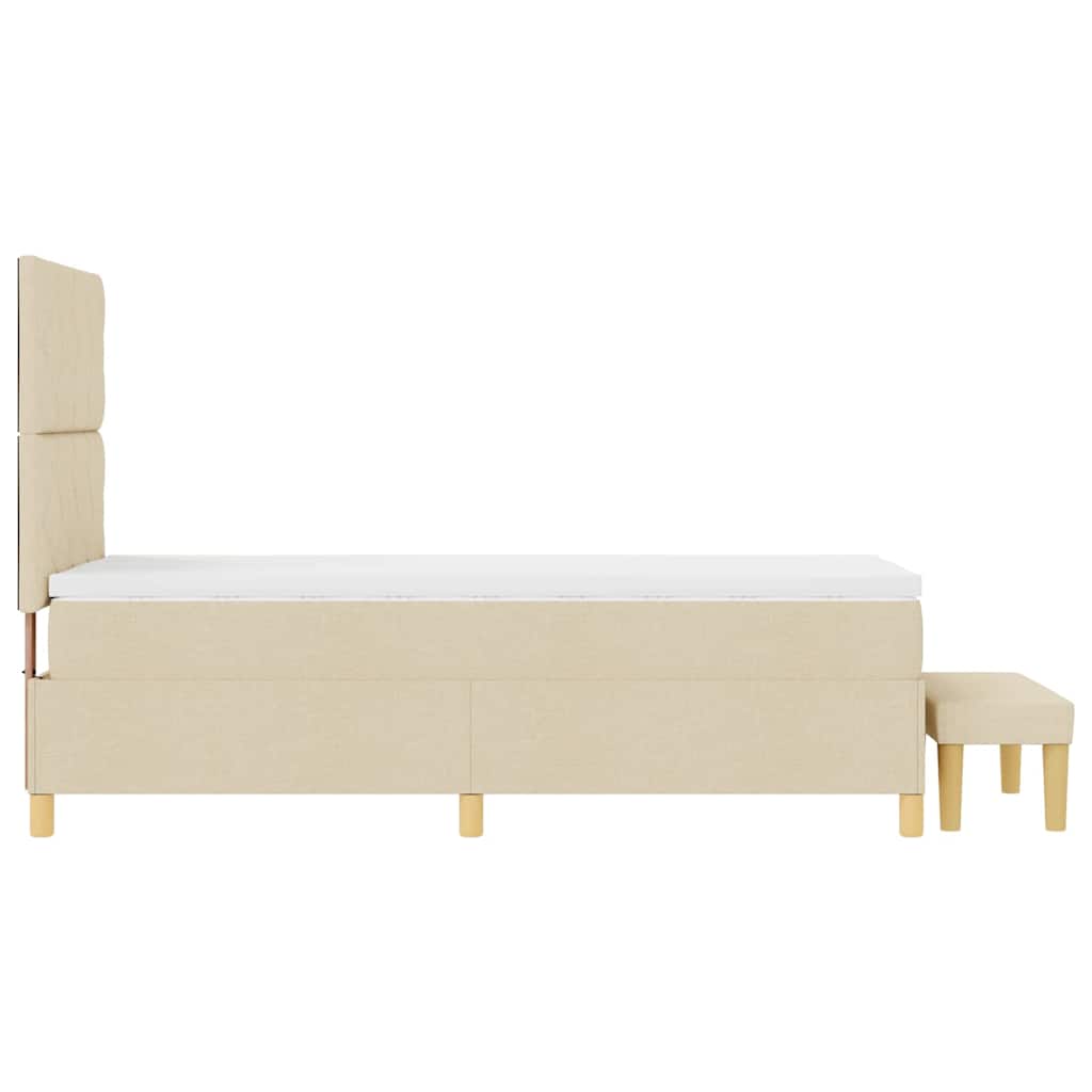 vidaXL Κρεβάτι με ελατήρια με μαξιλάρι Κρεμ 190 x 90 cm ύφασμα