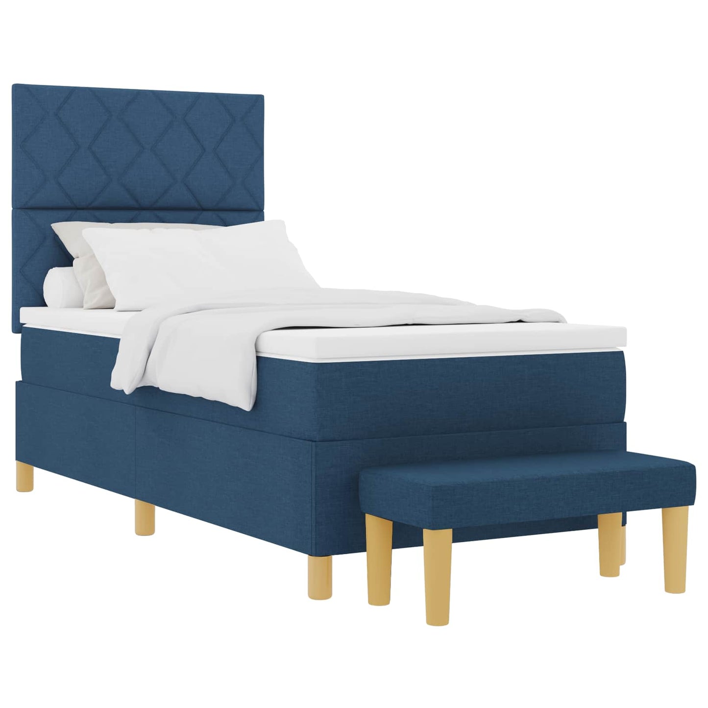 vidaXL Κρεβάτι με ελατήρια με κεφαλάρι Μπλε 190 x 90 cm ύφασμα