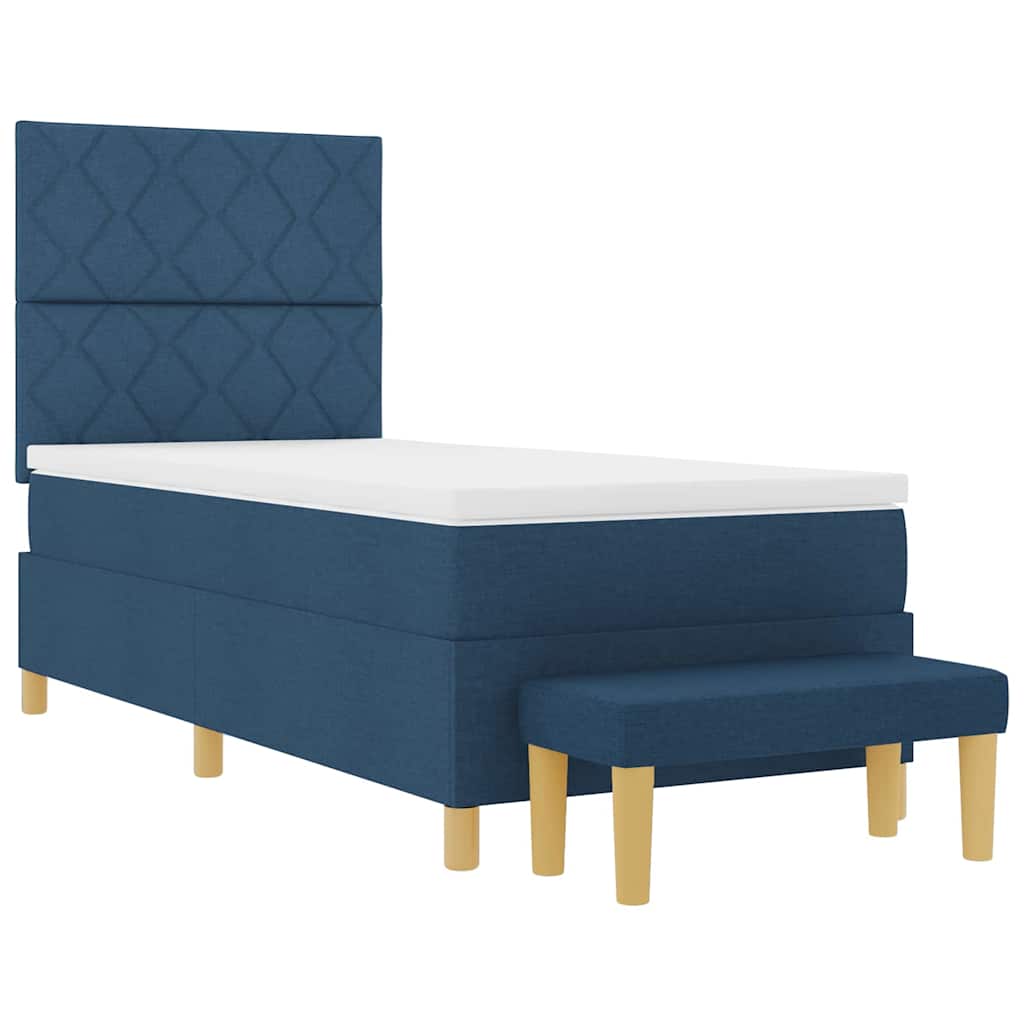vidaXL Κρεβάτι με ελατήρια με κεφαλάρι Μπλε 190 x 90 cm ύφασμα