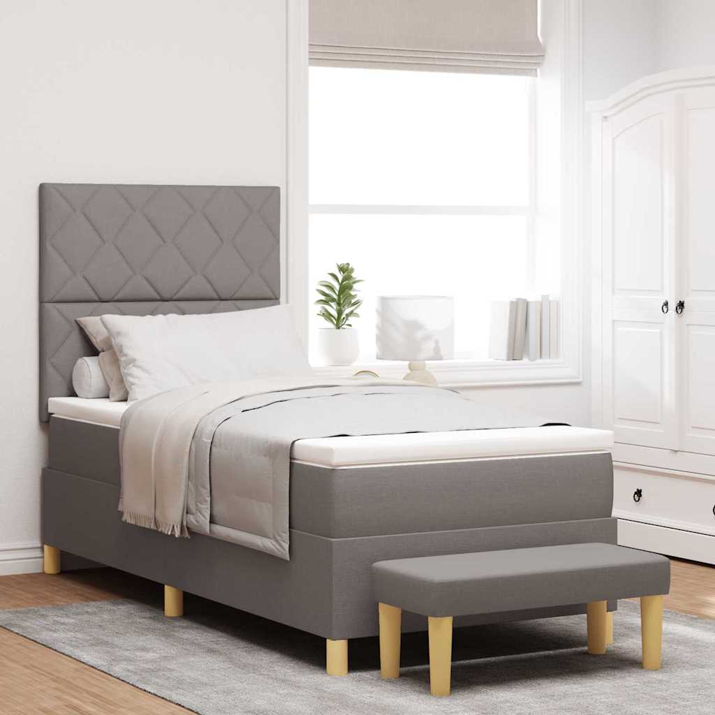 vidaXL Κρεβάτι με ελατήρια με κεφαλάρι Taupe 90 x 200 cm ύφασμα