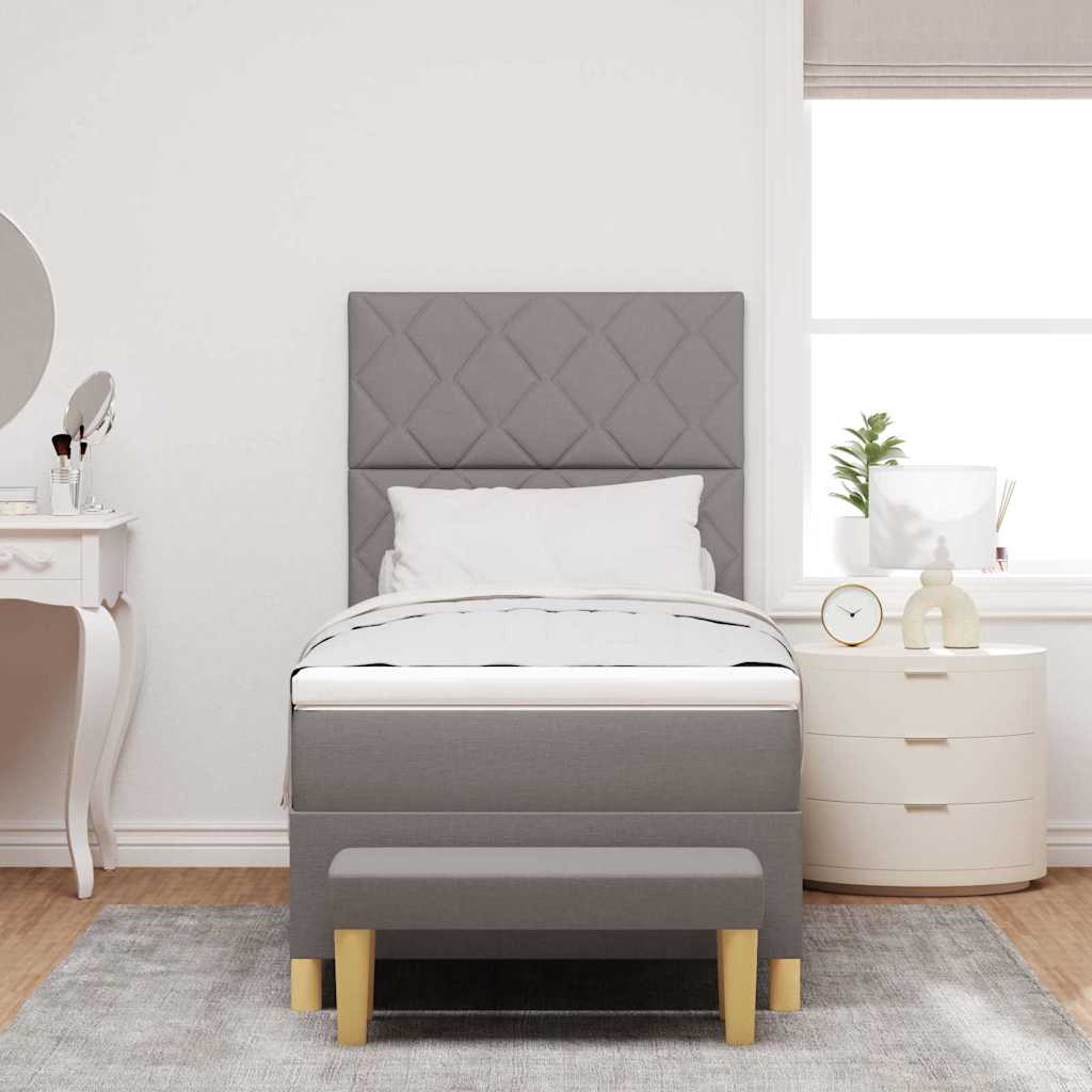 vidaXL Κρεβάτι με ελατήρια με κεφαλάρι Taupe 100 x 200 cm ύφασμα