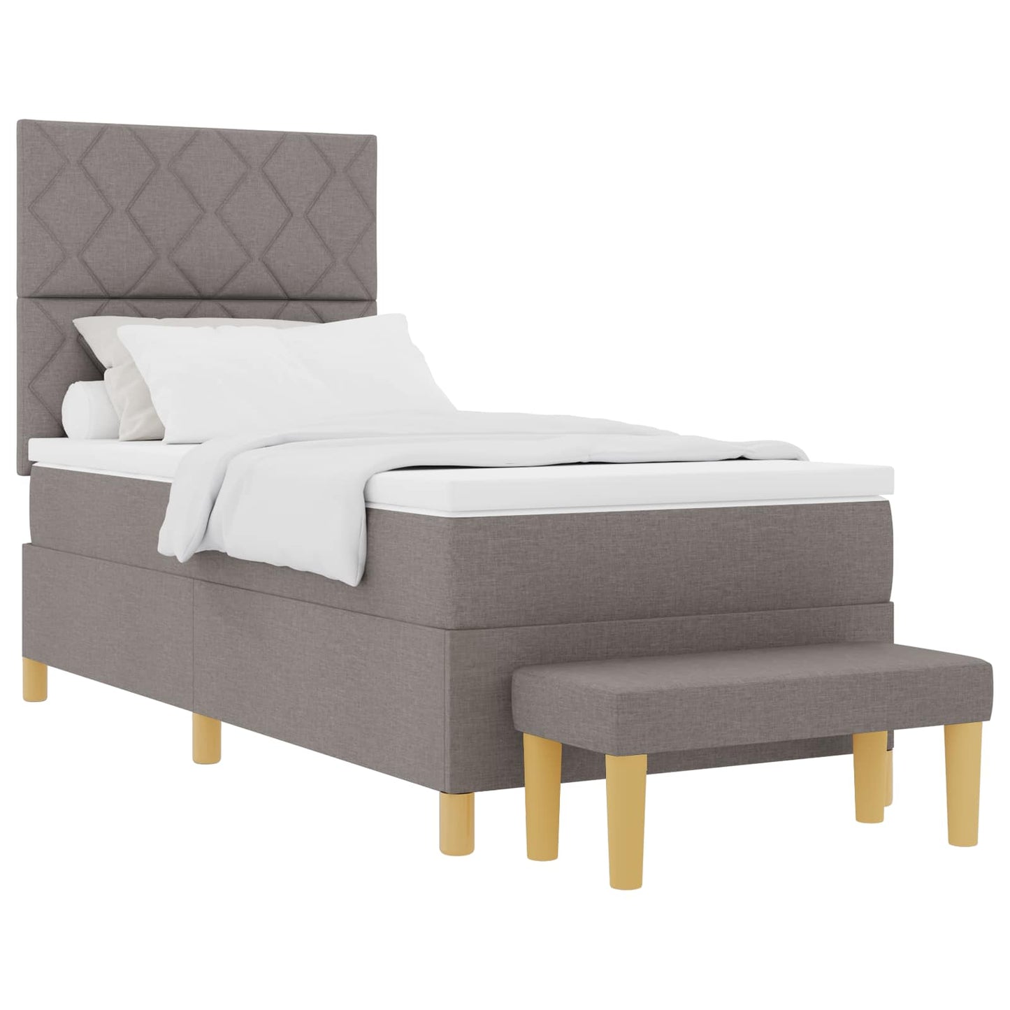 vidaXL Κρεβάτι με ελατήρια με κεφαλάρι Taupe 100 x 200 cm ύφασμα