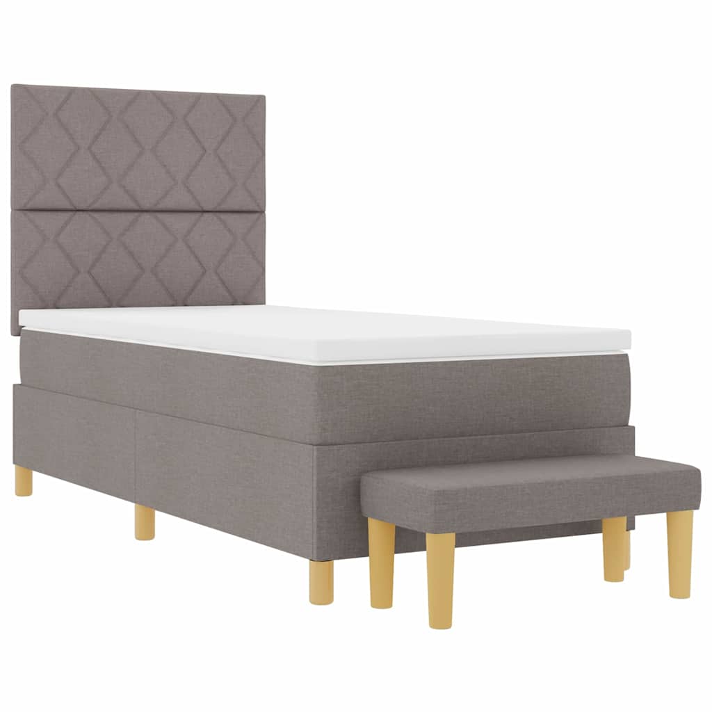 vidaXL Κρεβάτι με ελατήρια με κεφαλάρι Taupe 100 x 200 cm ύφασμα