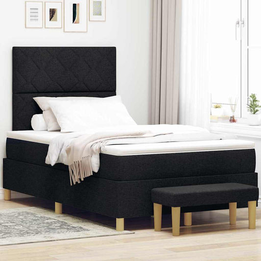 vidaXL Κρεβάτι με ελατήρια με μαξιλάρι Μαύρο 200 x 120 εκατοστά ύφασμα