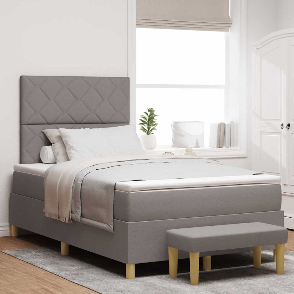 vidaXL Κρεβάτι με ελατήρια με κεφαλάρι Taupe 200 x 120 εκατοστά ύφασμα