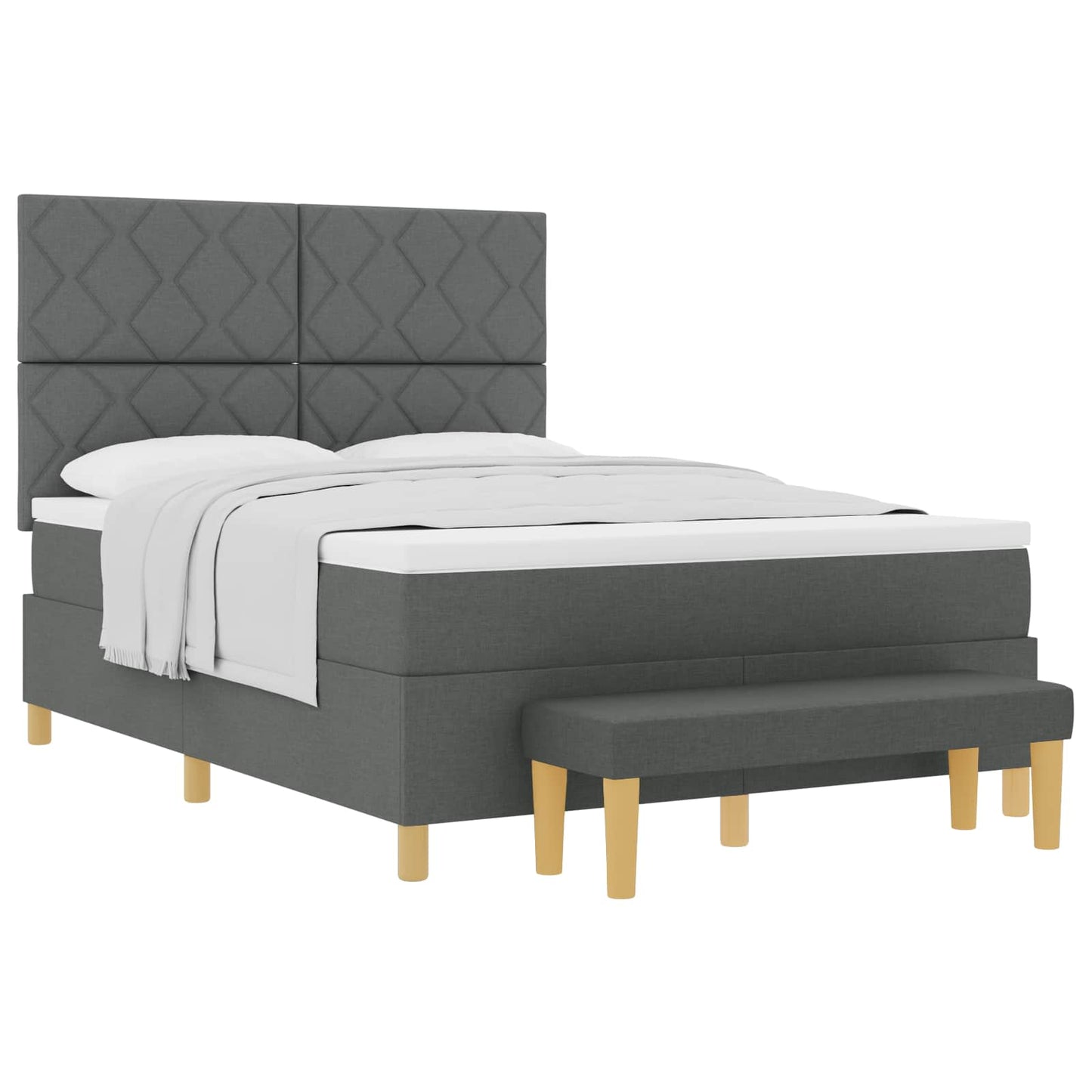 vidaXL Κρεβάτι με ελατήρια Σκούρο Γκρι 190 x 140 εκατοστά ύφασμα