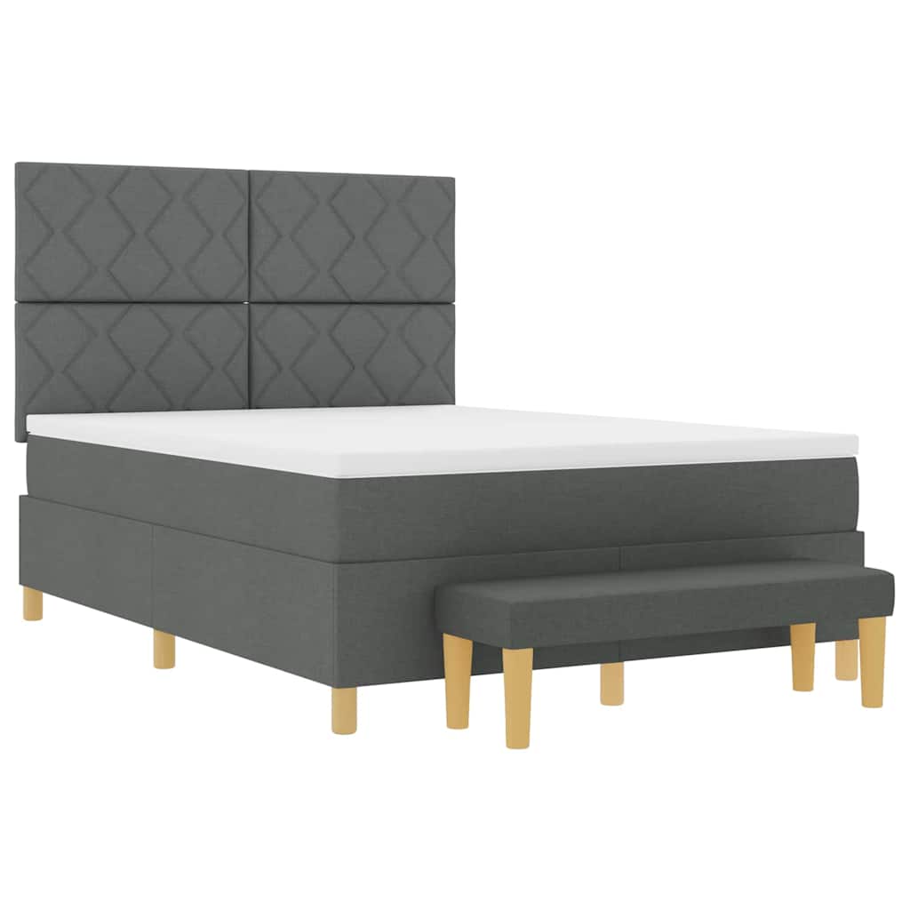 vidaXL Κρεβάτι με ελατήρια Σκούρο Γκρι 190 x 140 εκατοστά ύφασμα