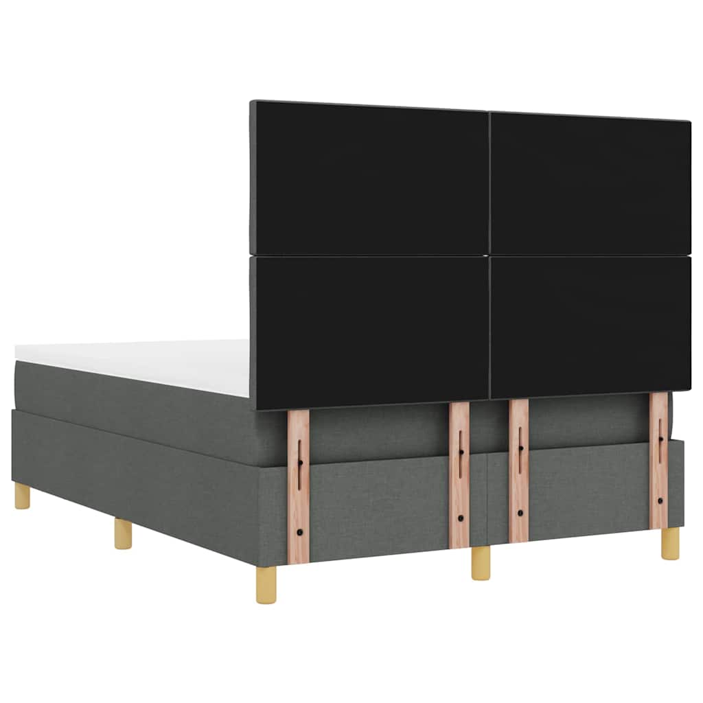 vidaXL Κρεβάτι με ελατήρια Σκούρο Γκρι 190 x 140 εκατοστά ύφασμα