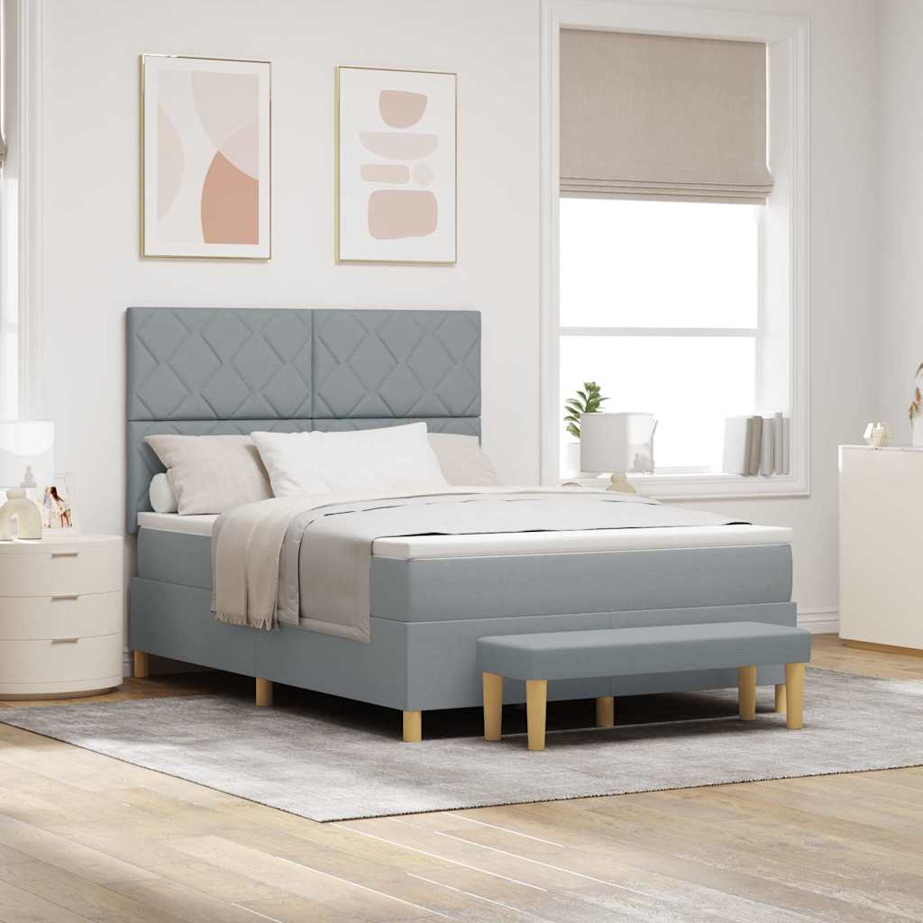 vidaXL Κρεβάτι με ελατήρια Ανοιχτό γκρι 200 x 140 cm ύφασμα
