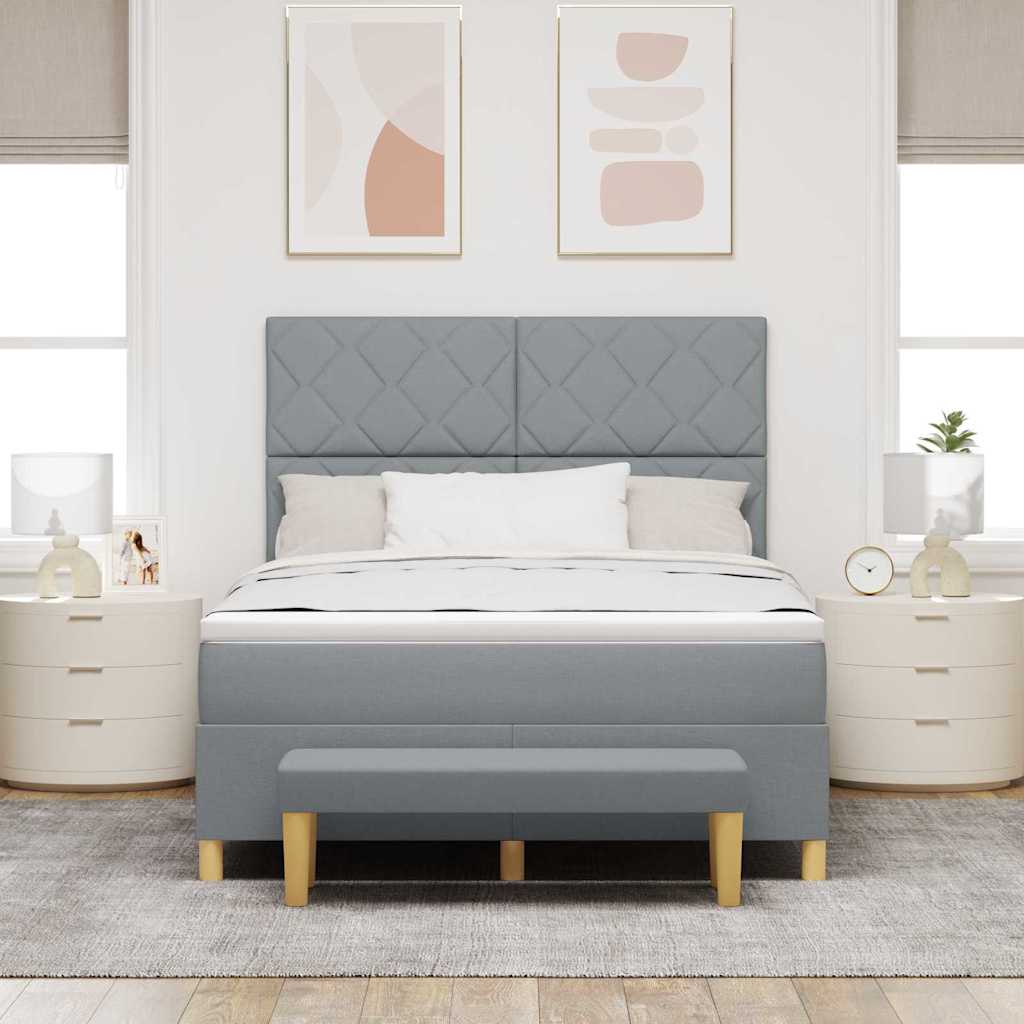 vidaXL Κρεβάτι με ελατήρια Ανοιχτό γκρι 200 x 140 cm ύφασμα