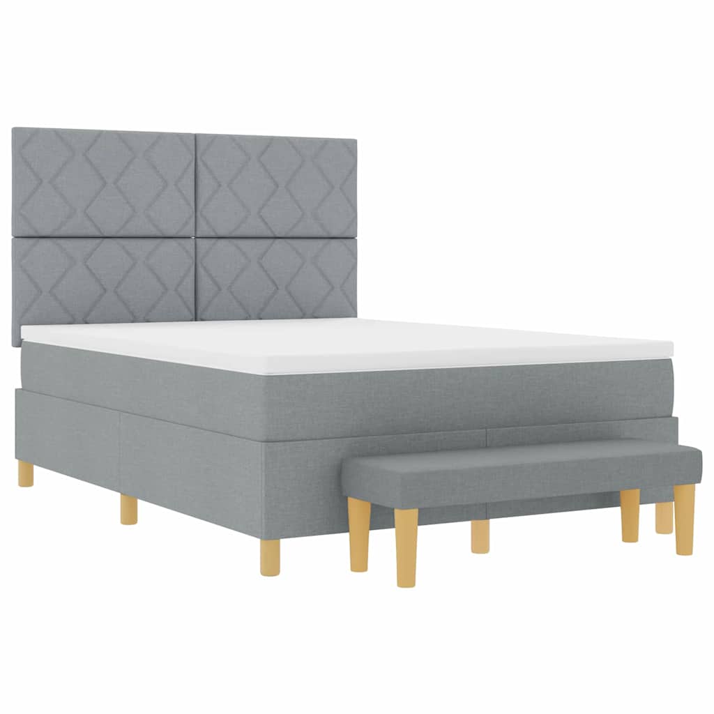 vidaXL Κρεβάτι με ελατήρια Ανοιχτό γκρι 200 x 140 cm ύφασμα