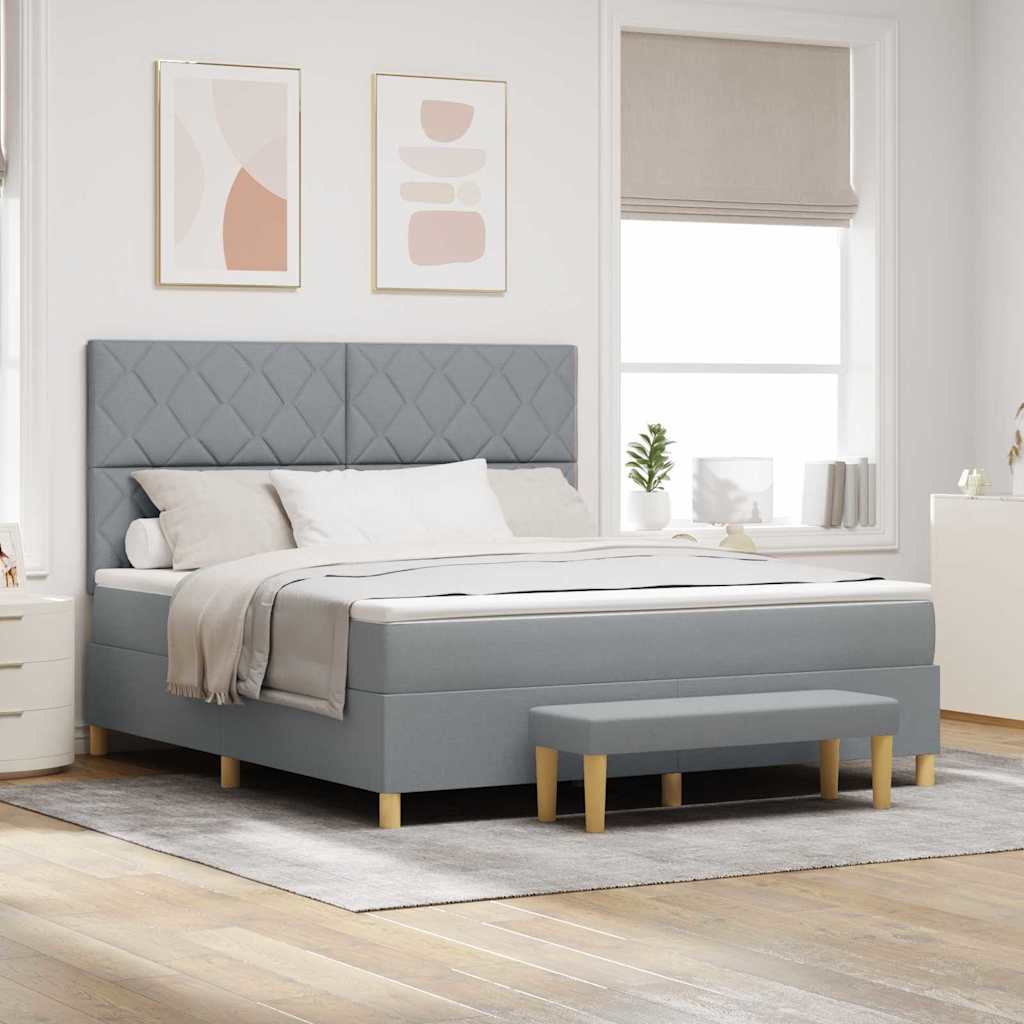vidaXL Κρεβάτι με ελατήρια Ανοιχτό γκρι 200 x 180 cm ύφασμα