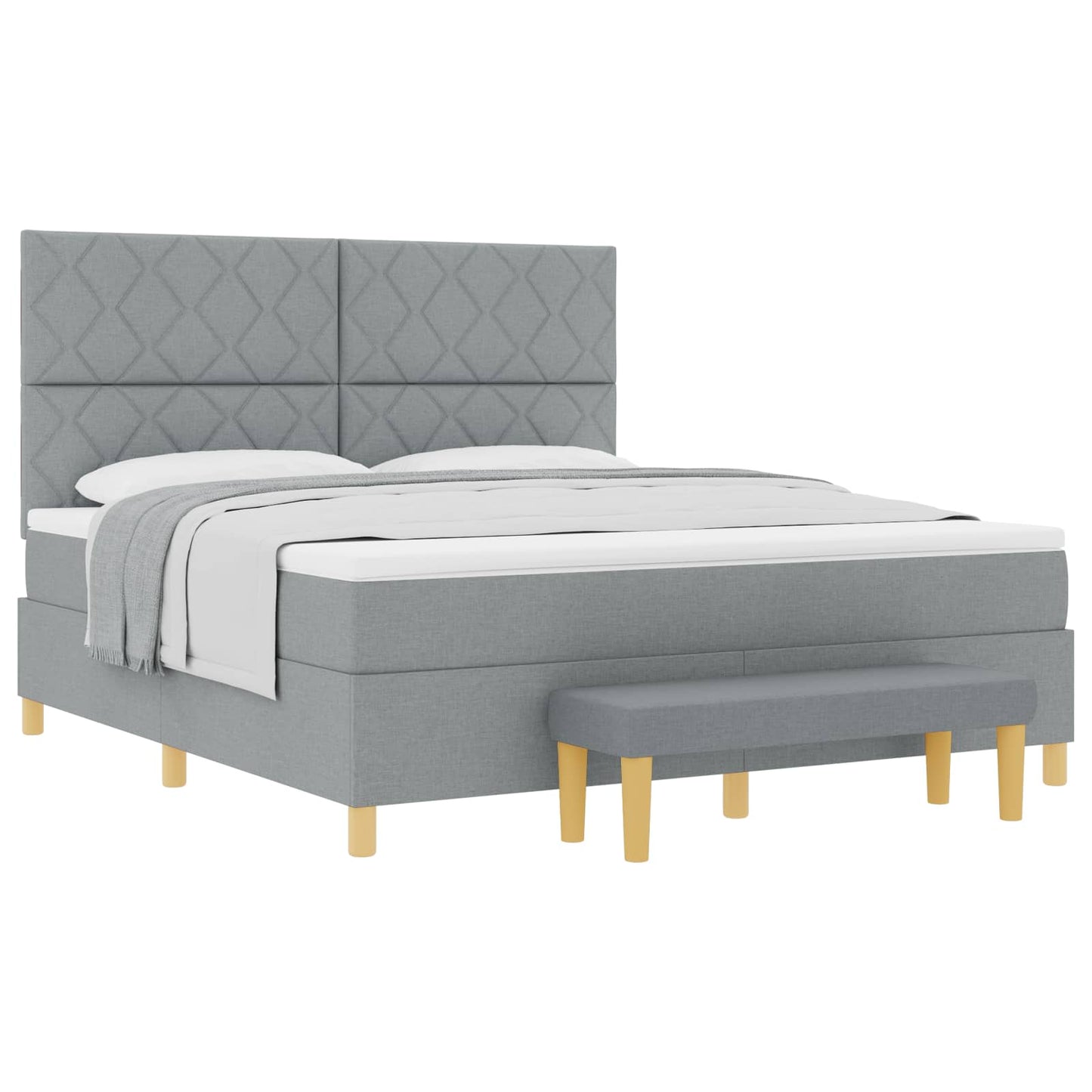 vidaXL Κρεβάτι με ελατήρια Ανοιχτό γκρι 200 x 180 cm ύφασμα
