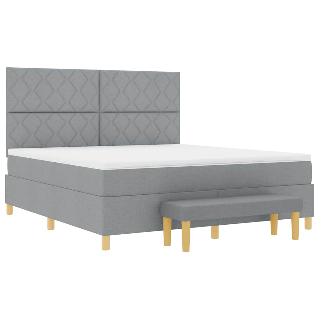 vidaXL Κρεβάτι με ελατήρια Ανοιχτό γκρι 200 x 180 cm ύφασμα
