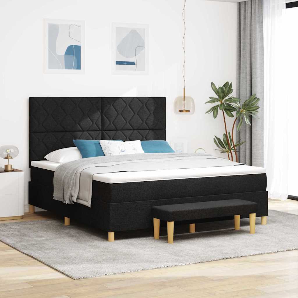 vidaXL Κρεβάτι με ελατήρια με κεφαλάρι Μαύρο 200 x 180 cm ύφασμα