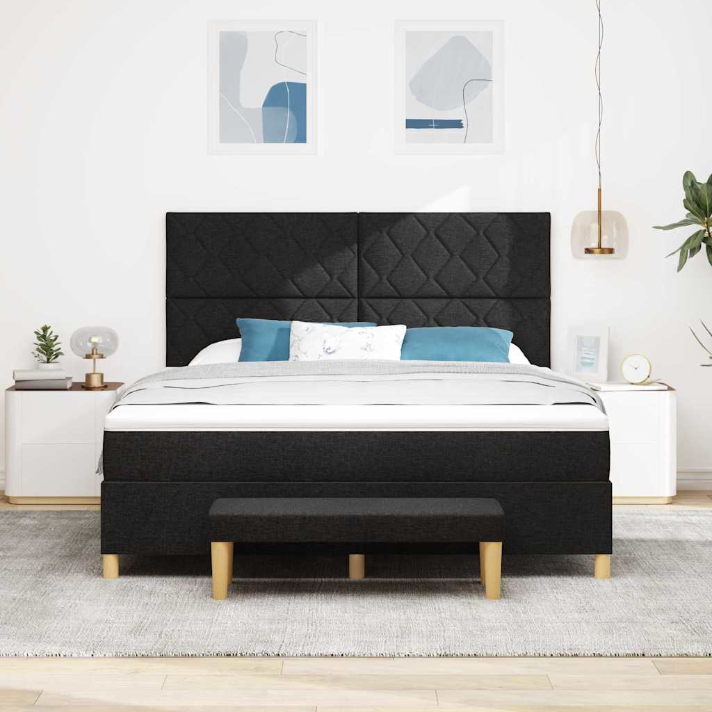 vidaXL Κρεβάτι με ελατήρια με κεφαλάρι Μαύρο 200 x 180 cm ύφασμα