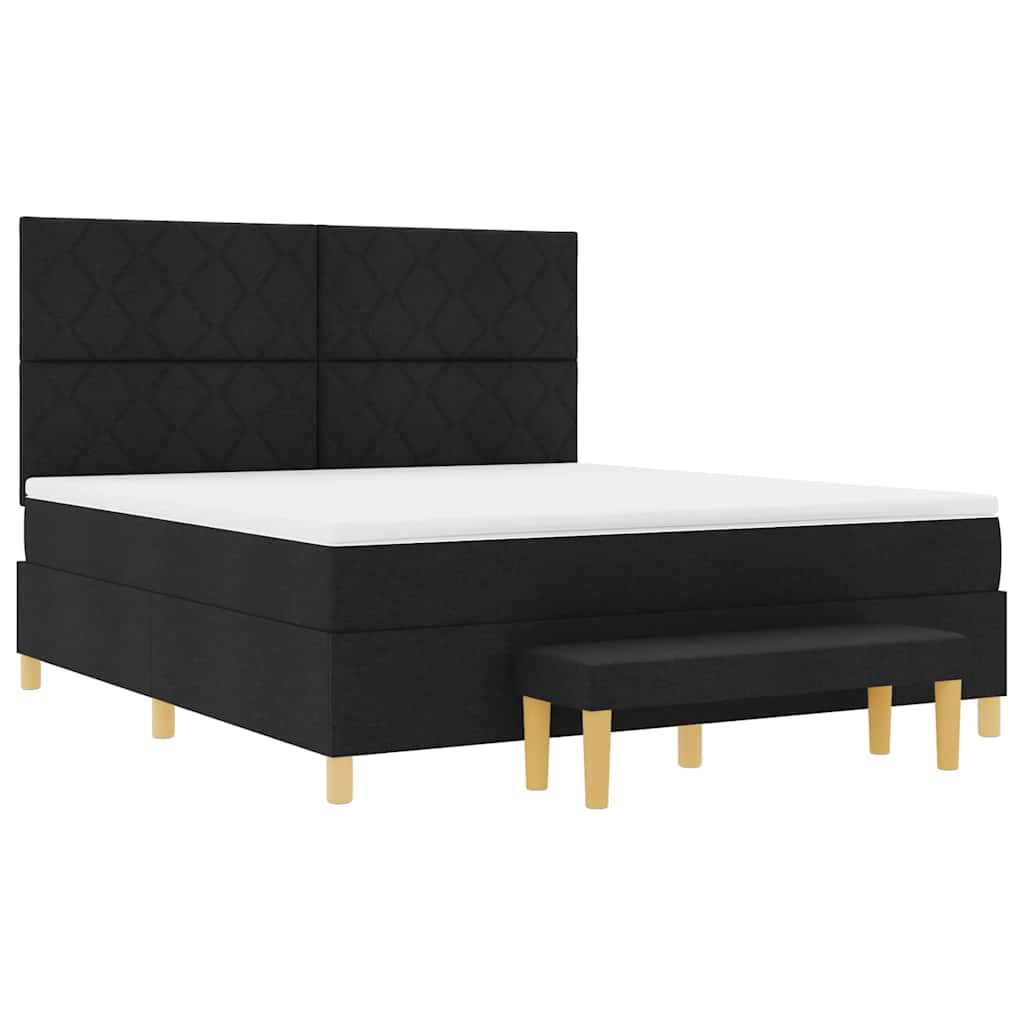 vidaXL Κρεβάτι με ελατήρια με κεφαλάρι Μαύρο 200 x 180 cm ύφασμα