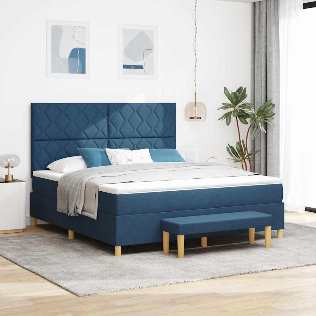 vidaXL Κρεβάτι με ελατήρια με κεφαλάρι Μπλε 200 x 180 cm ύφασμα