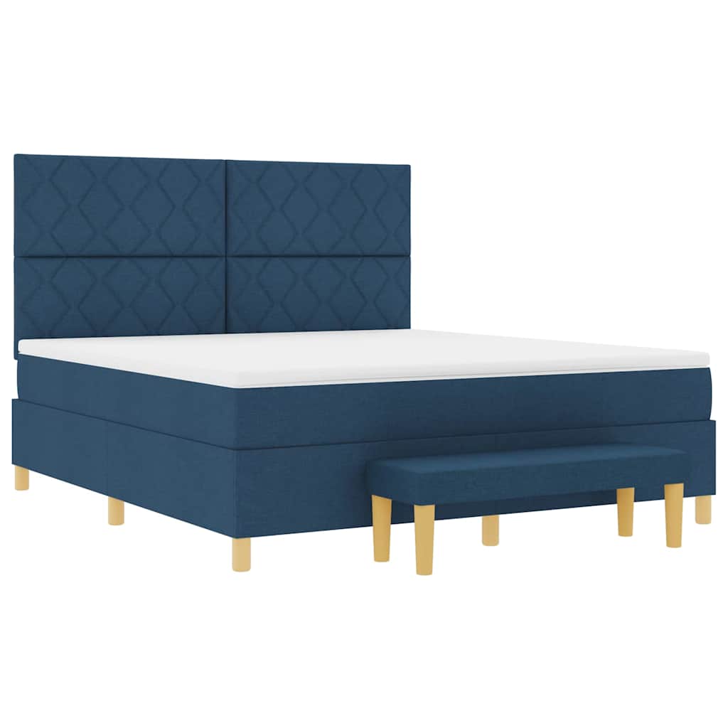 vidaXL Κρεβάτι με ελατήρια με κεφαλάρι Μπλε 200 x 180 cm ύφασμα