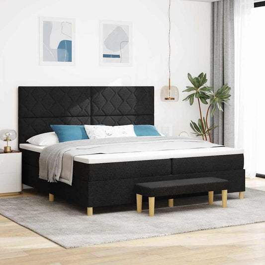 vidaXL Κρεβάτι με ελατήρια με κεφαλάρι Μαύρο 200 x 200 cm ύφασμα