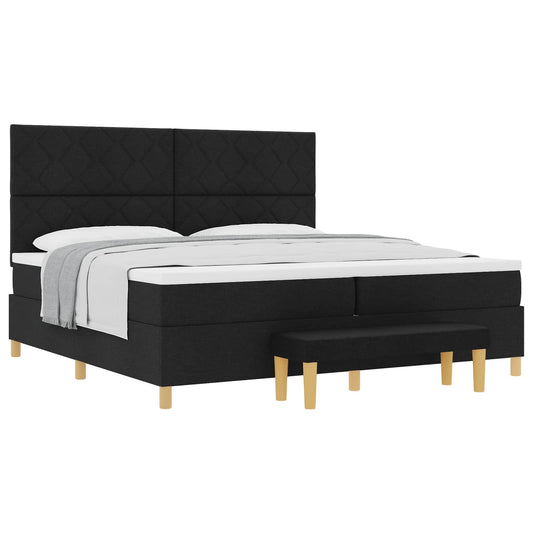 vidaXL Κρεβάτι με ελατήρια με κεφαλάρι Μαύρο 200 x 200 cm ύφασμα