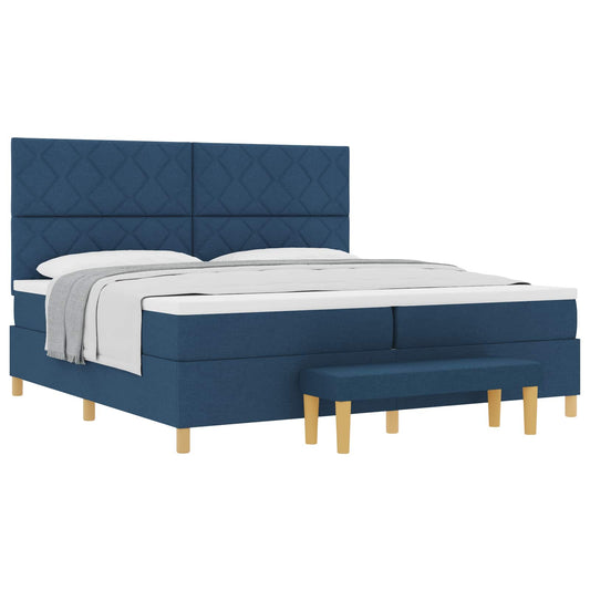 vidaXL Κρεβάτι με ελατήρια με κεφαλάρι Μπλε 200 x 200 cm ύφασμα
