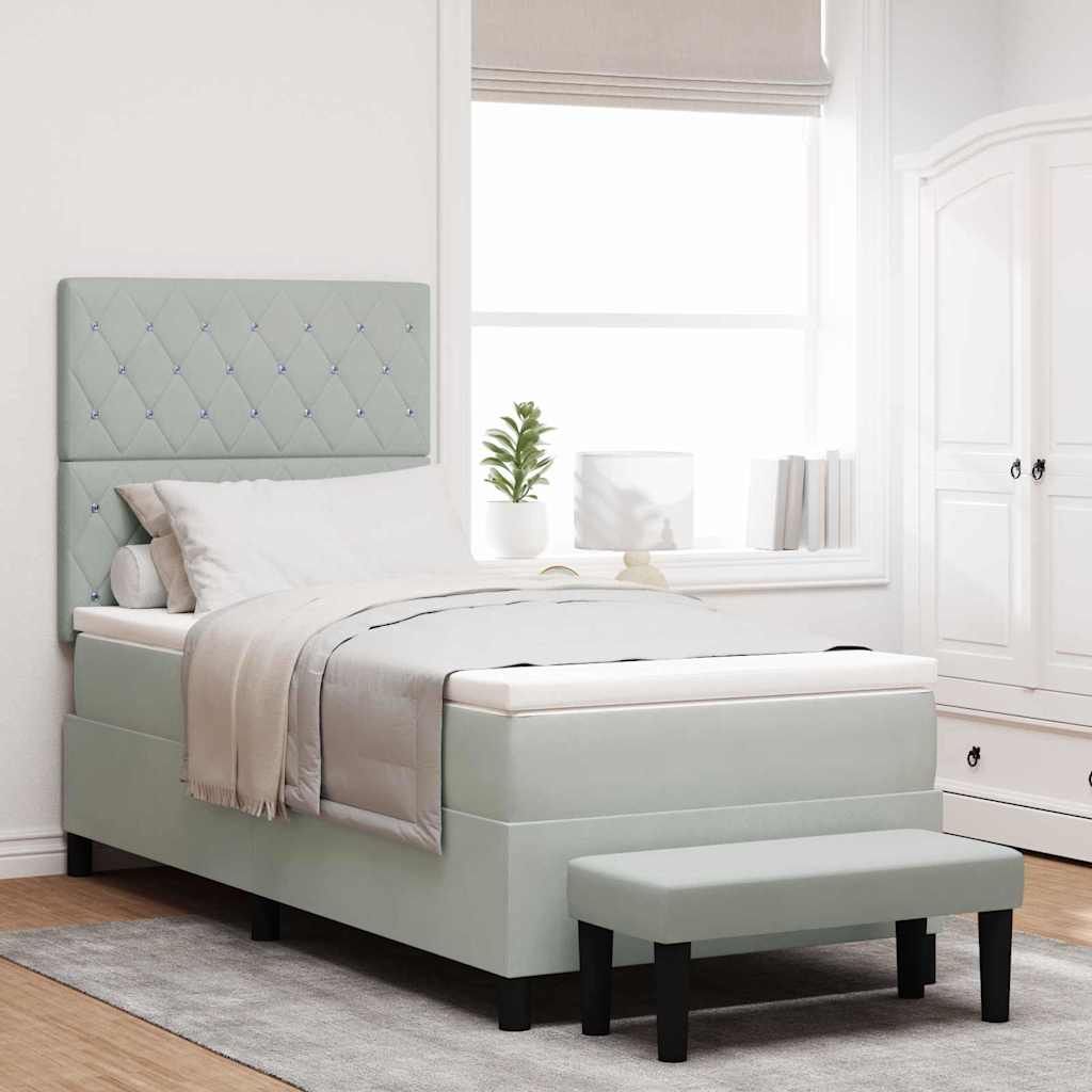 vidaXL Κρεβάτι με ελατήρια με στρώμα Ανοιχτό γκρι 100 x 200 cm Βελούδο