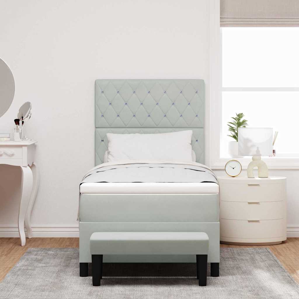 vidaXL Κρεβάτι με ελατήρια με στρώμα Ανοιχτό γκρι 100 x 200 cm Βελούδο