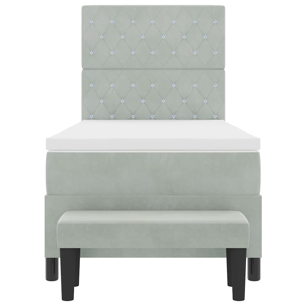 vidaXL Κρεβάτι με ελατήρια με στρώμα Ανοιχτό γκρι 100 x 200 cm Βελούδο