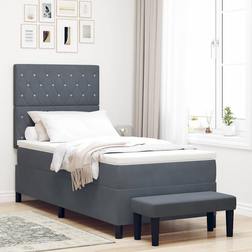 vidaXL Κρεβάτι με ελατήρια Σκούρο γκρι 200 x 100 cm Βελούδο