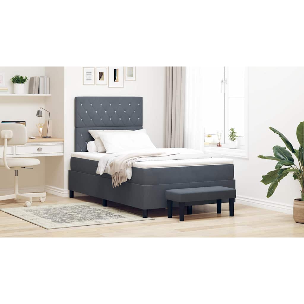 vidaXL Κρεβάτι με ελατήρια Σκούρο γκρι 190 x 120 εκατοστά Βελούδο