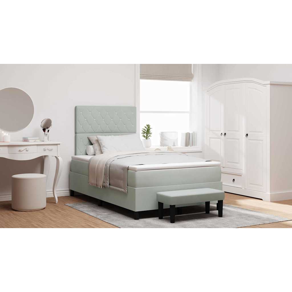 vidaXL Κρεβάτι με ελατήρια με στρώμα Ανοιχτό γκρι 120 x 200 cm Βελούδο