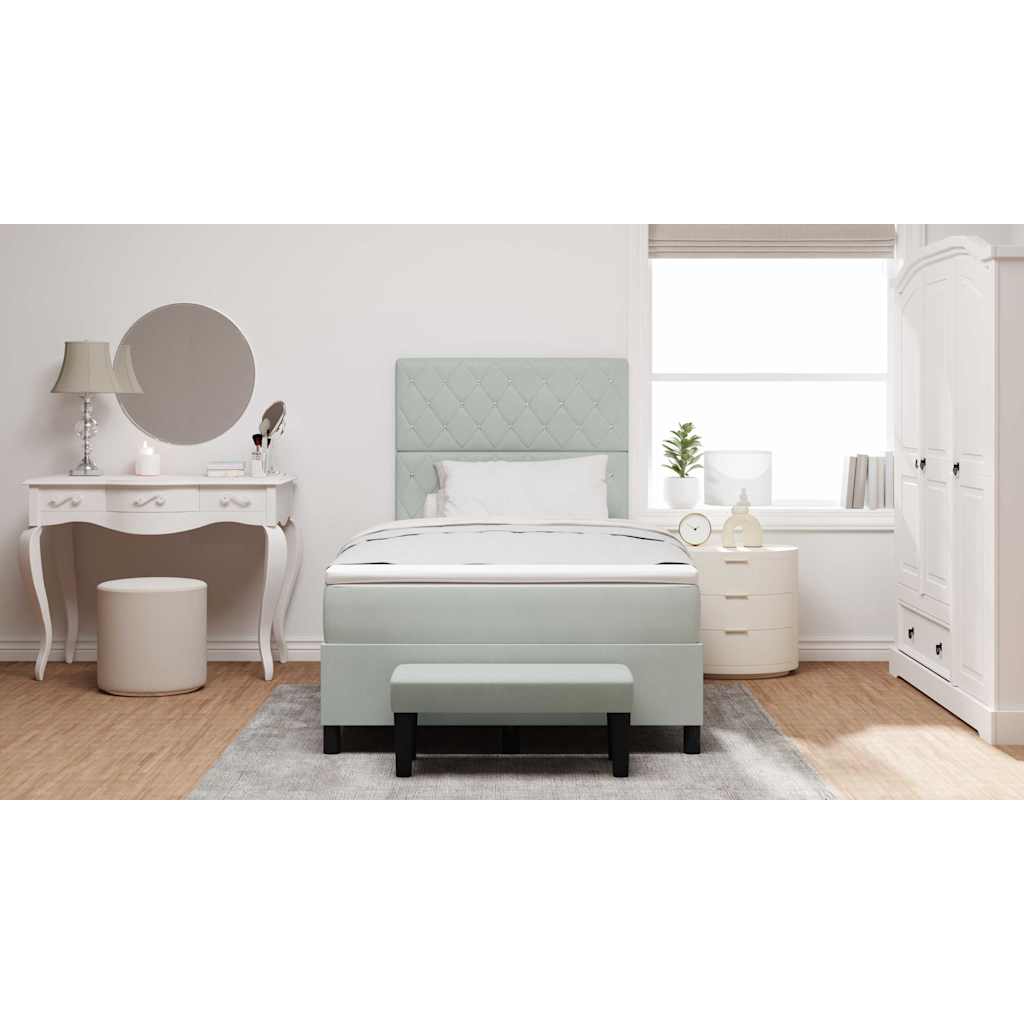 vidaXL Κρεβάτι με ελατήρια με στρώμα Ανοιχτό γκρι 120 x 200 cm Βελούδο